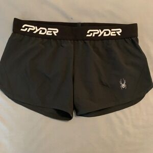 Spyder Shorts Mens Medium Black Elastic Waist Running Athletic Logo Gym